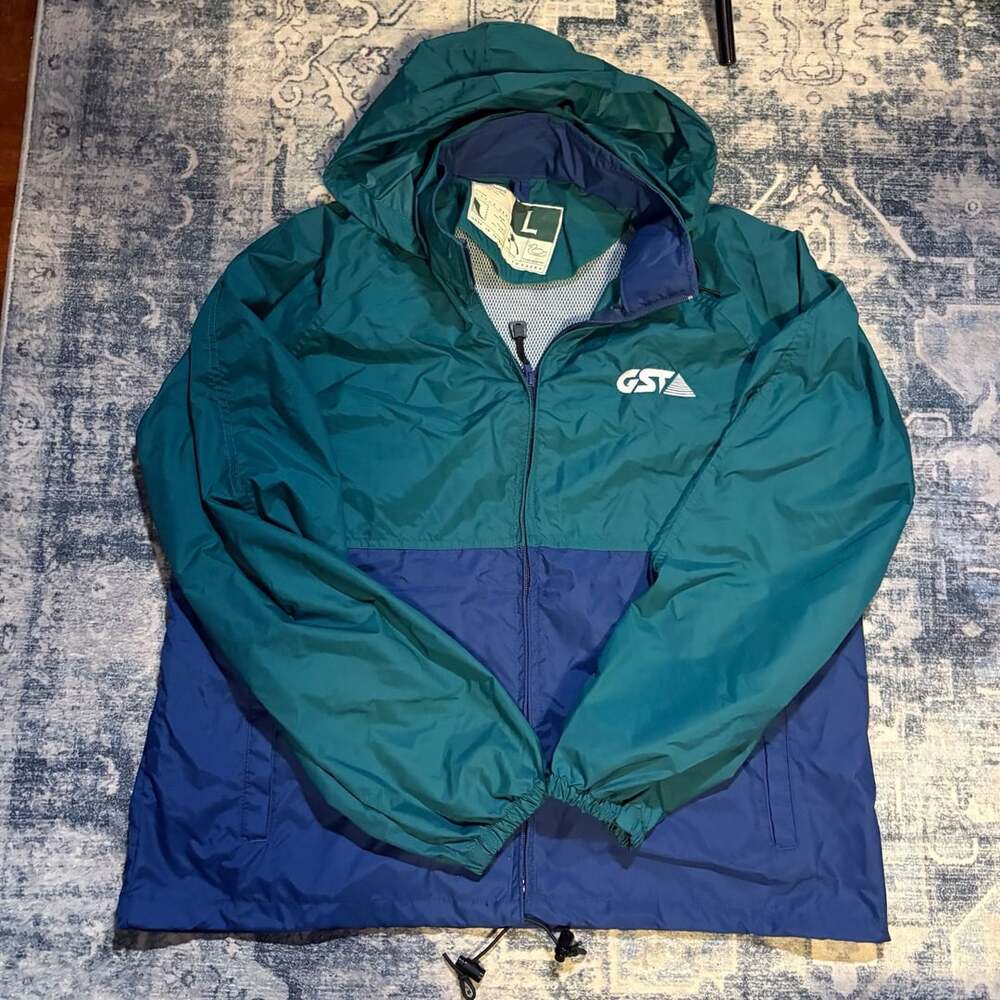 WearGuard Vintage 90s Colorblock Green and Blue Windbreaker Jacket Size L Style